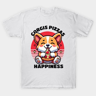 Corgi's Pizza's Happiness Pizza Lover Corgi Lover T-Shirt